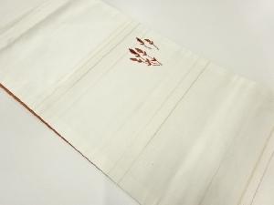 アンティーク　枝葉に草花模様刺繍袋帯